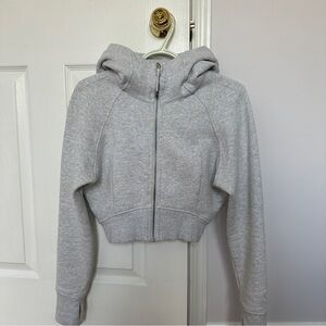 Lululemon Scuba Full Zip Cropped Hoodie - Size 4 Heathered Core Ultra Light Grey